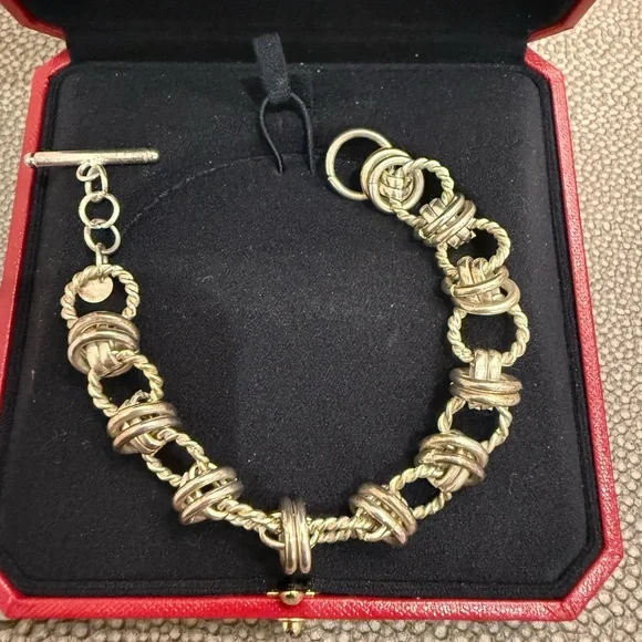 Italian 925 Sterling Silver Vermeil Round Multi-Link Bracelet - Picture 2 of 4